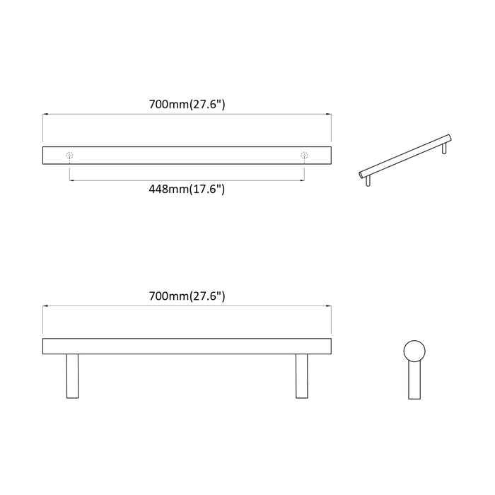 Mâner pentru Dulap 2 pcs Argintiu 700mm Oţel inoxidabil - WALTI WALTI