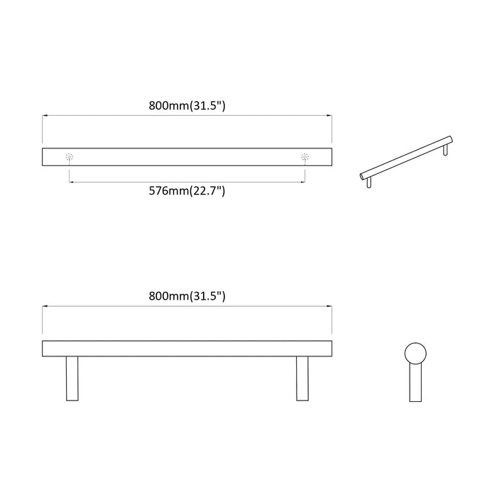 Mâner pentru Dulap 2 pcs Argintiu 800 mm Oţel inoxidabil - WALTI WALTI