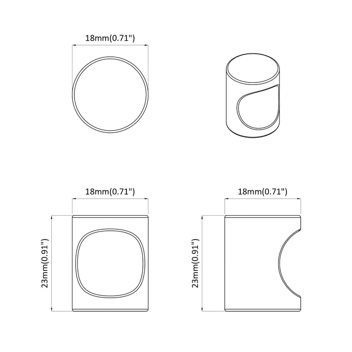 Buton pentru dulap 12 pcs Negru 18 x 23 mm Fier WALTI