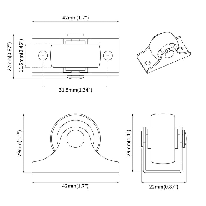 Roată 12 pcs Alb 42 x 11,5 x 29 mm Fier - WALTI WALTI