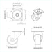 Roată pivotantă 12 pcs Argintiu 60 x 60 x 50 mm Fier și nylon - WALTI WALTI