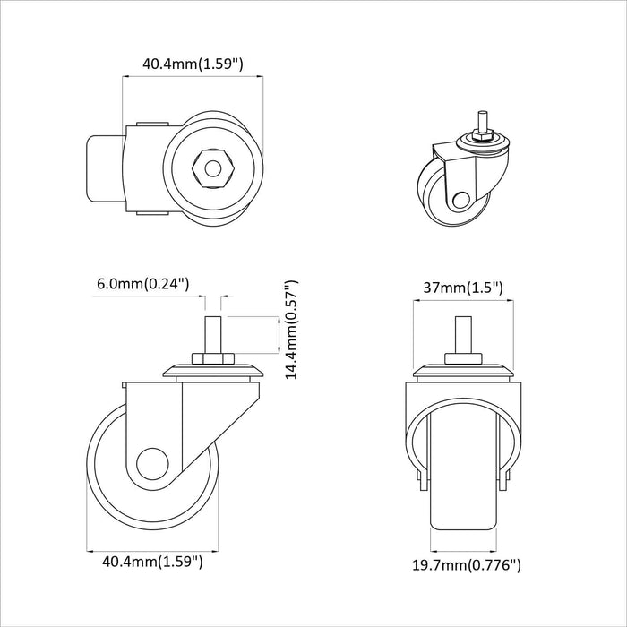 Roată pivotantă 2 pcs Negru 40,4 x 40,4 x 19,7 mm Fier și nylon - WALTI WALTI