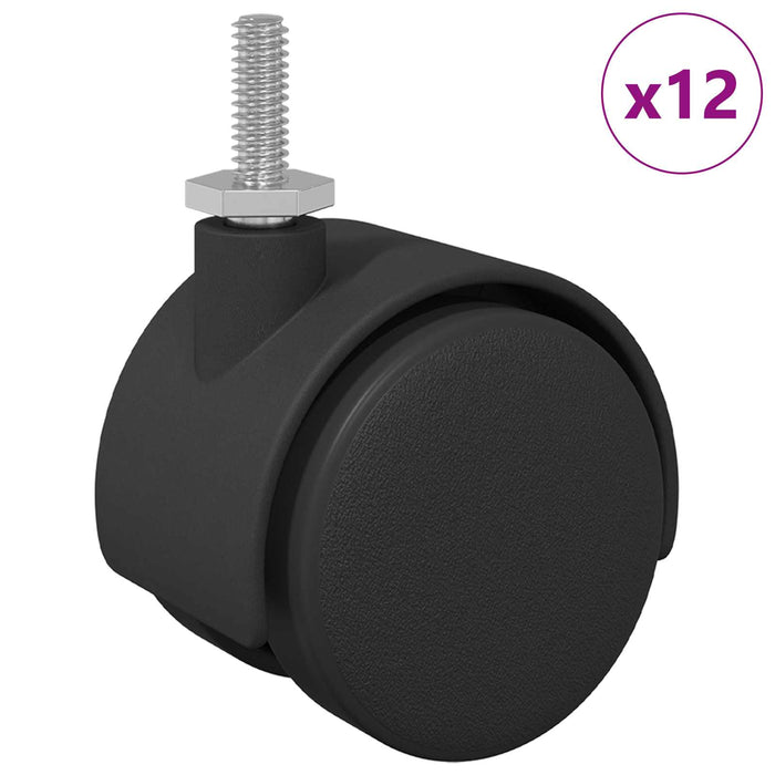 Roată 12 pcs Negru și argintiu 40,1 x 40,1 x 37,8 mm Fier și PP - WALTI WALTI