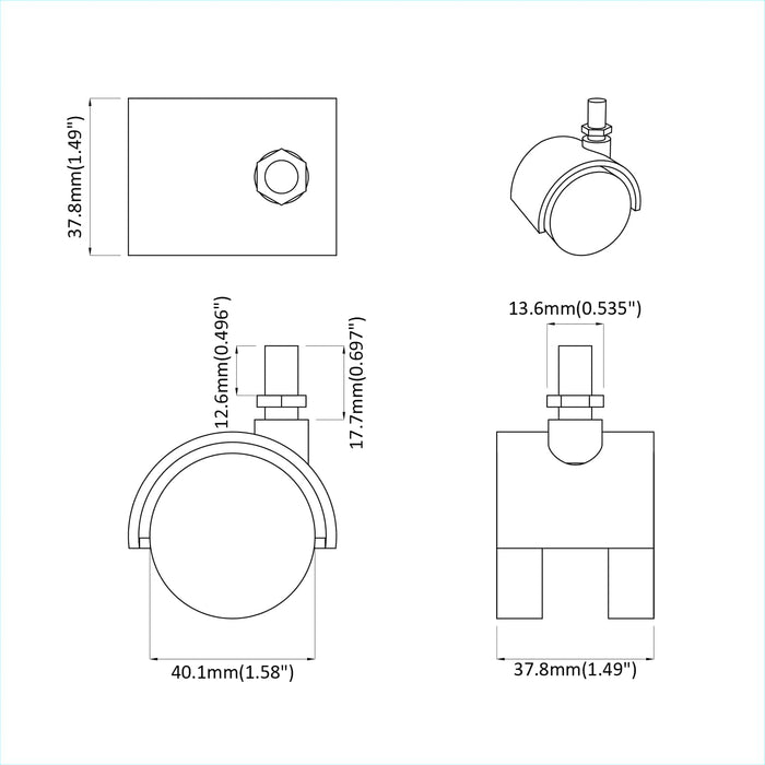 Roți 2 pcs Negru 40,1 x 37,8 mm PP și fier - WALTI WALTI