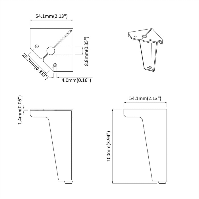 Picioare de mobilă 12 pcs Negru 5,5 x 5,5 x 10 cm Fier - WALTI WALTI