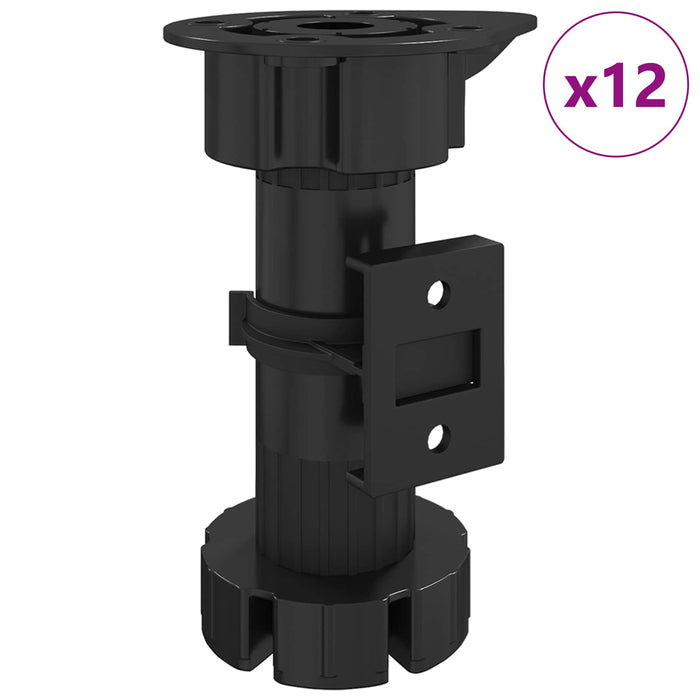 Picioare de mobilă Ajustabil 12 pcs Negru 46 x 46 x 128 mm PP - WALTI WALTI