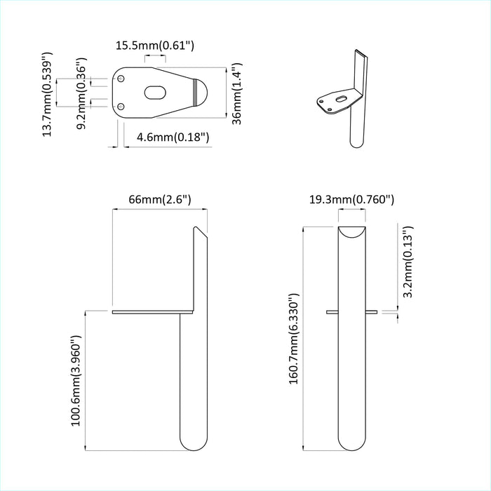 Picioare de mobilă 12 pcs Negru 66 x 36 x 160 mm Fier - WALTI WALTI