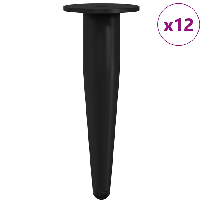 Picioare de mobilă 12 pcs Negru Ø 40 x 98 mm Fier - WALTI WALTI