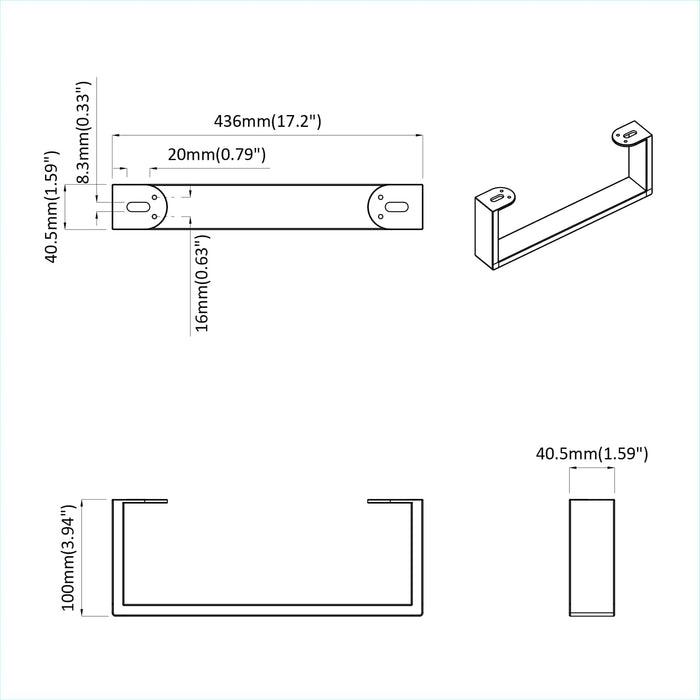 Picioare de mobilă 12 pcs Negru 43,6 x 4 x 10 mm Fier - WALTI WALTI