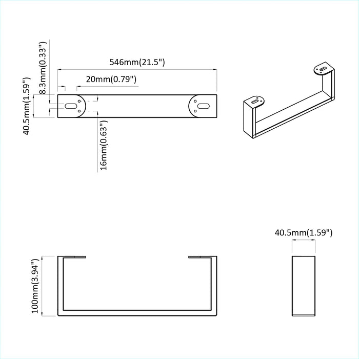 Picioare de mobilă 12 pcs Negru 54,6 x 4 x 10 mm Fier - WALTI WALTI