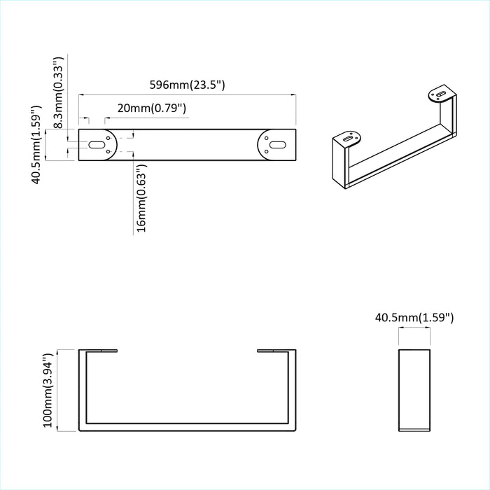 Picioare de mobilă 2 pcs Negru 59,6 x 4 x 10 mm Fier - WALTI WALTI