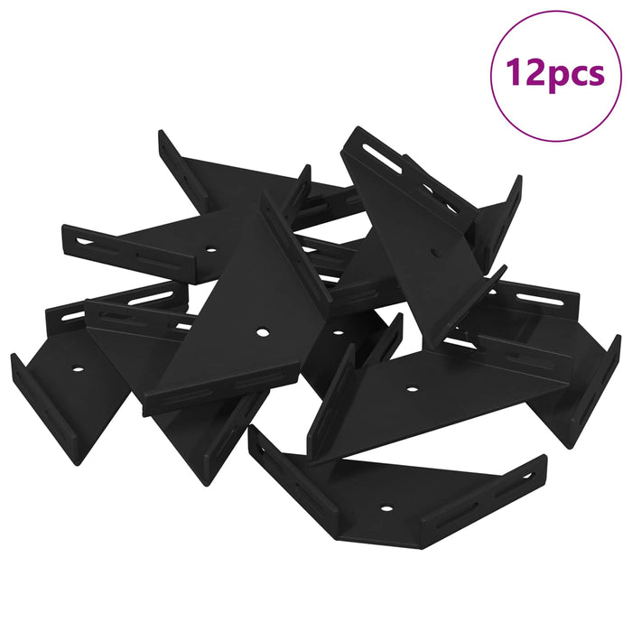 Bracket de Colț 12 pcs Negru 138,5 x 50,5 x 16 mm Fier - WALTI WALTI