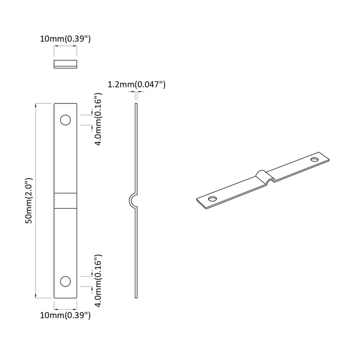 Placă de Impact 2 pcs Argintiu 50 x 10 x 1,2 mm Fier - WALTI WALTI