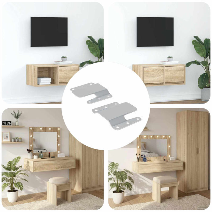 Culoar de montare la nivel 2 pcs Argintiu 75 x 66 x 1,4 mm Oțel - WALTI WALTI