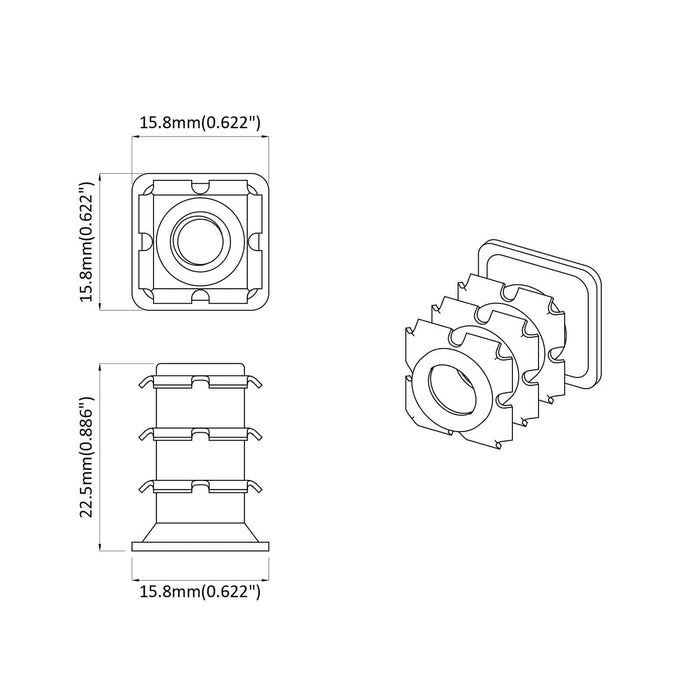 Insert tub filetat 2 pcs Negru și argintiu Oțel Galvanizat - WALTI WALTI