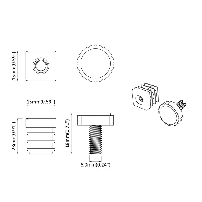 Nivelatoare de mobilă Ajustabil 2 pcs Negru M6 PP - WALTI WALTI