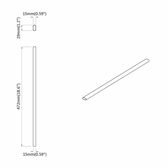 Șină pentru dressing 12 pcs Argintiu 472 x 15 x 29 mm - WALTI WALTI