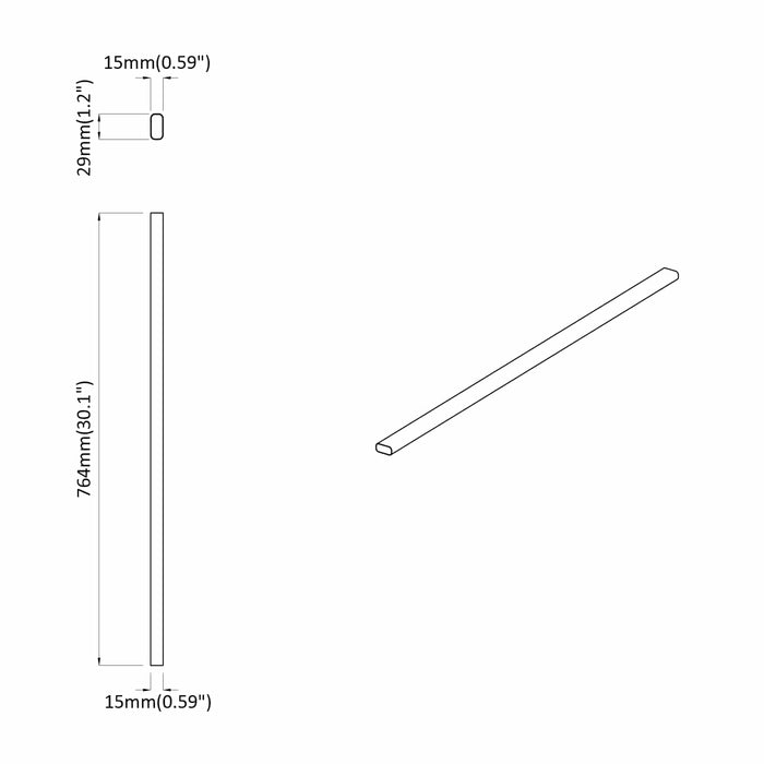 Șină pentru dressing 2 pcs Argintiu 764 x 15 x 29 mm - WALTI WALTI