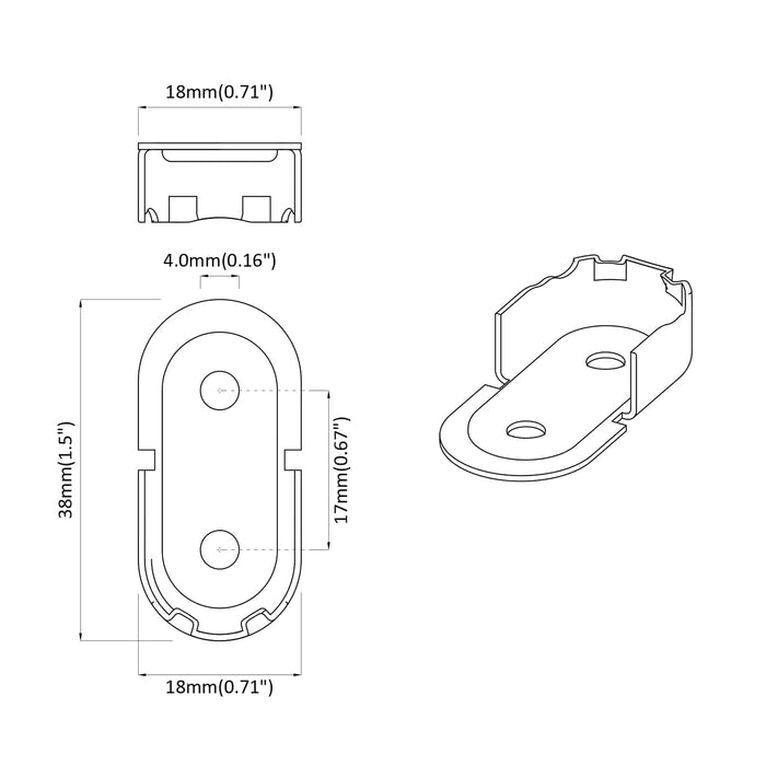 Suport pentru bara de dulap 2 pcs Zinc alb 40 x 18 x 10 mm Fier - WALTI WALTI