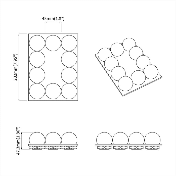 Lumini pentru oglindă 12 pcs Alb 4.5 x 4.5 x 4.8 cm Plastic - WALTI WALTI