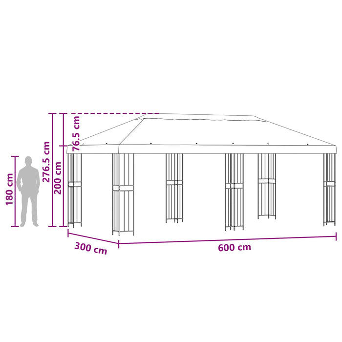 Pavilion cu panouri laterale 6 x 3 m Antracit Poliester și oțel - WALTI WALTI