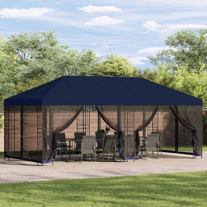 Pavilion cu panouri laterale 6 x 3 m albastru Poliester și oțel - WALTI WALTI
