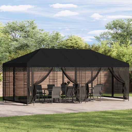 Pavilion cu panouri laterale 6 x 3 m Negru Poliester și oțel - WALTI WALTI