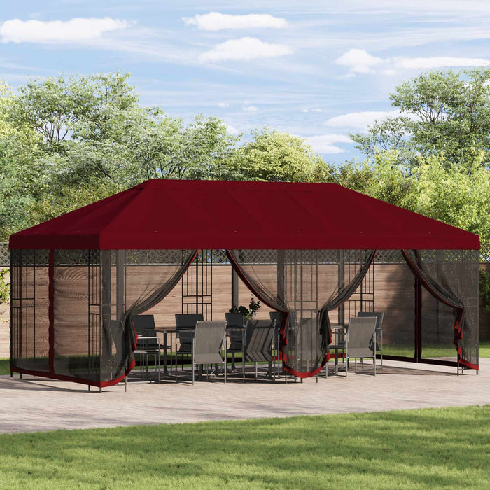 Pavilion cu panouri laterale 6 x 3 m Burgundy Poliester și oțel - WALTI WALTI