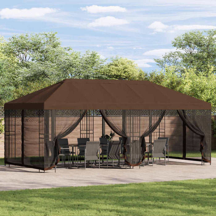 Pavilion cu panouri laterale 6 x 3 m Maro Poliester și oțel 190 - WALTI WALTI