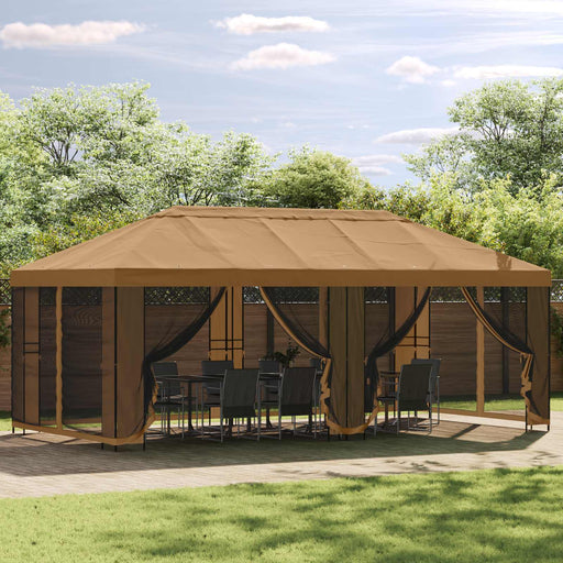 Pavilion cu panouri laterale 6 x 3 m Bej Poliester și oțel 190 - WALTI WALTI