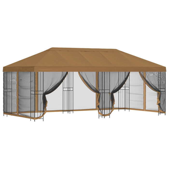 Pavilion cu panouri laterale 6 x 3 m Bej Poliester și oțel 190 - WALTI WALTI