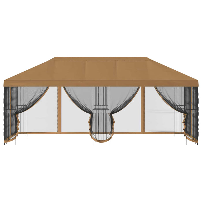 Pavilion cu panouri laterale 6 x 3 m Bej Poliester și oțel 190 - WALTI WALTI