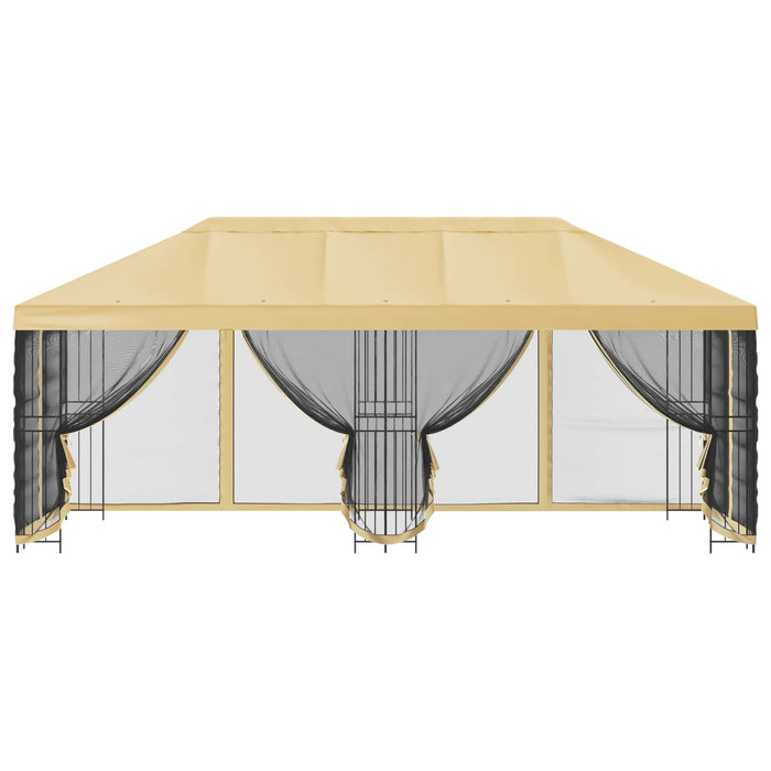 Pavilion cu panouri laterale 6 x 3 m Crem Poliester și oțel 190 - WALTI WALTI