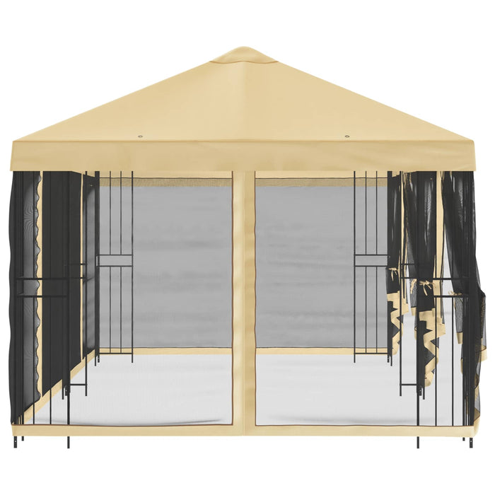 Pavilion cu panouri laterale 6 x 3 m Crem Poliester și oțel 190 - WALTI WALTI
