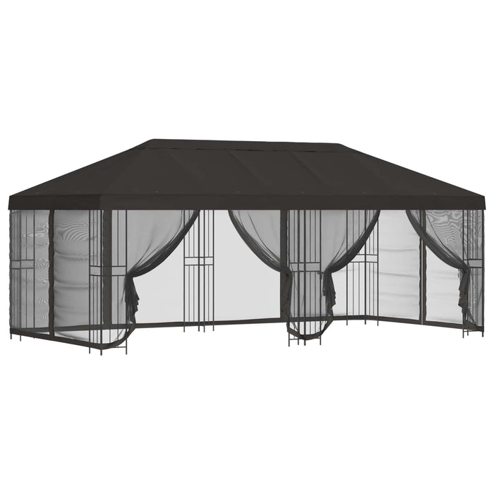 Pavilion cu panouri laterale 6 x 3 m Antracit Poliester și oțel - WALTI WALTI