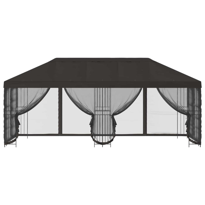 Pavilion cu panouri laterale 6 x 3 m Antracit Poliester și oțel - WALTI WALTI