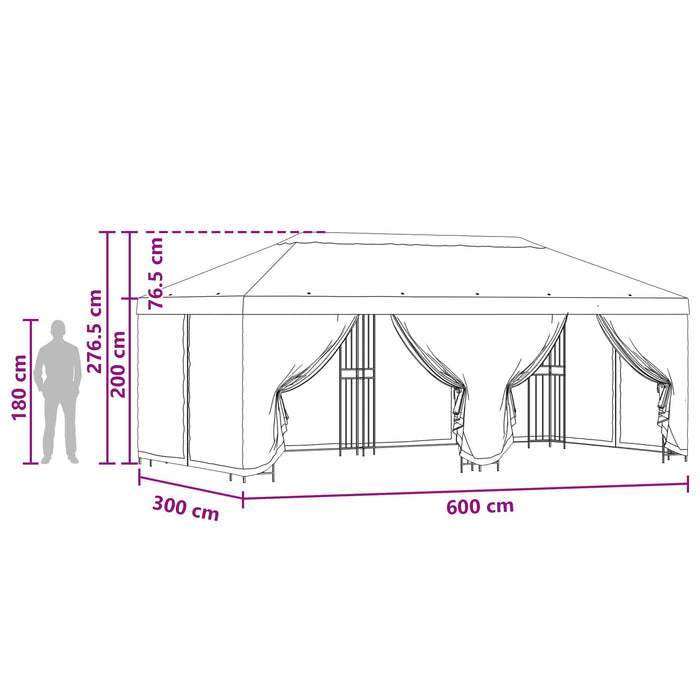 Pavilion cu panouri laterale 6 x 3 m Antracit Poliester și oțel - WALTI WALTI