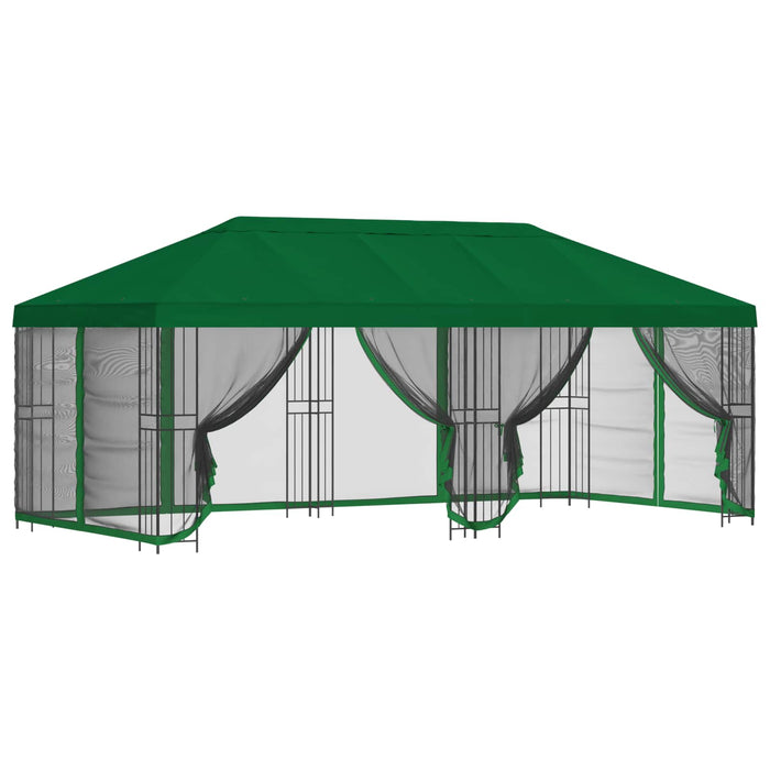 Pavilion cu panouri laterale 6 x 3 m Verde Poliester și oțel - WALTI WALTI