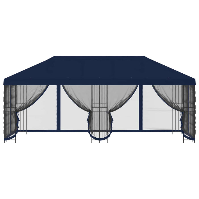 Pavilion cu panouri laterale 6 x 3 m albastru Poliester și oțel - WALTI WALTI