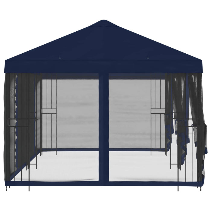 Pavilion cu panouri laterale 6 x 3 m albastru Poliester și oțel - WALTI WALTI