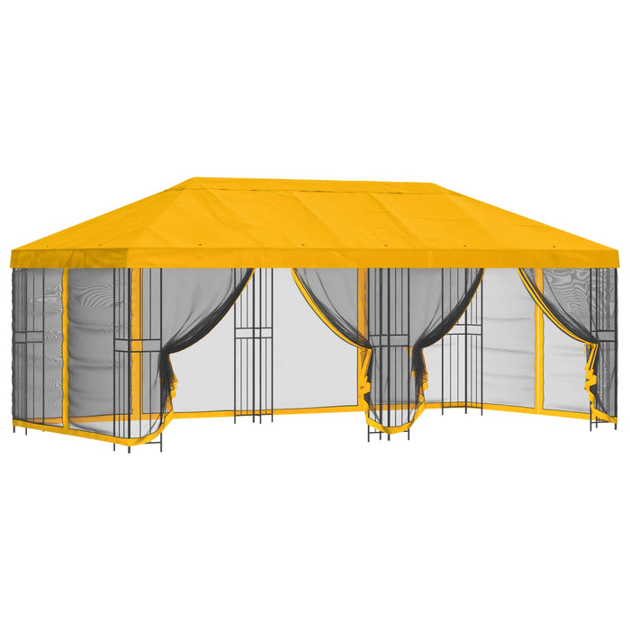 Pavilion cu panouri laterale 6 x 3 m Galben Poliester și oțel - WALTI WALTI