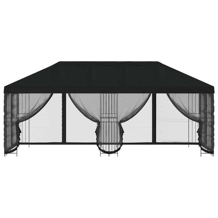 Pavilion cu panouri laterale 6 x 3 m Negru Poliester și oțel - WALTI WALTI