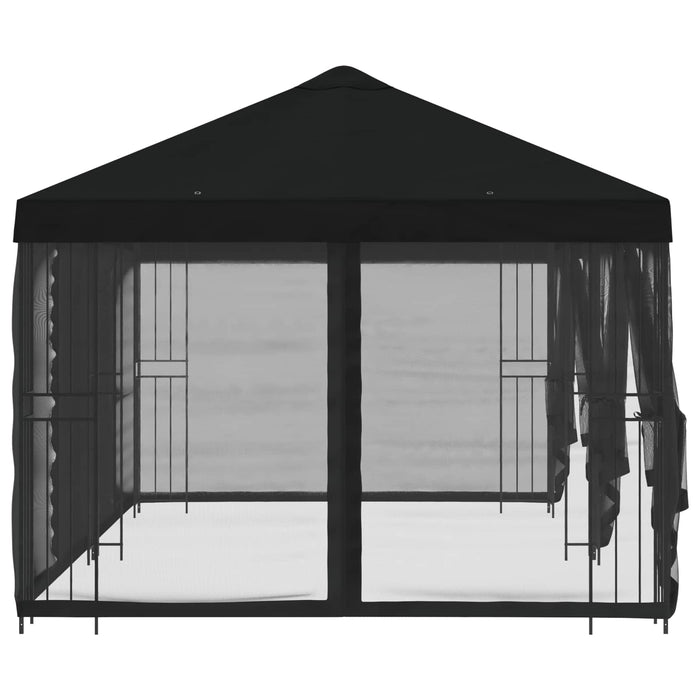 Pavilion cu panouri laterale 6 x 3 m Negru Poliester și oțel - WALTI WALTI
