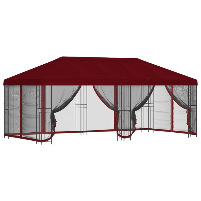 Pavilion cu panouri laterale 6 x 3 m Burgundy Poliester și oțel - WALTI WALTI