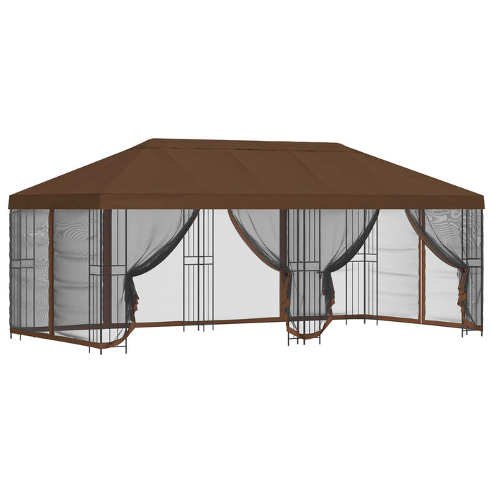 Pavilion cu panouri laterale 6 x 3 m Maro Poliester și oțel 190 - WALTI WALTI