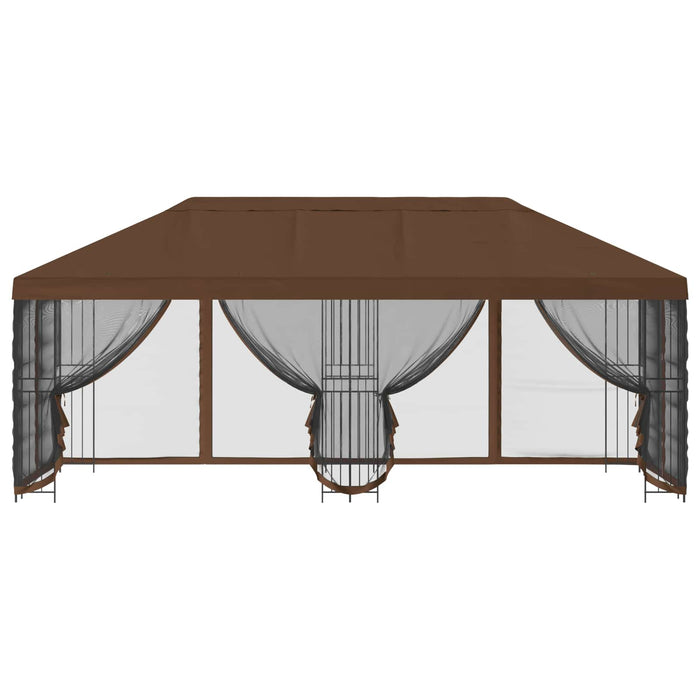 Pavilion cu panouri laterale 6 x 3 m Maro Poliester și oțel 190 - WALTI WALTI
