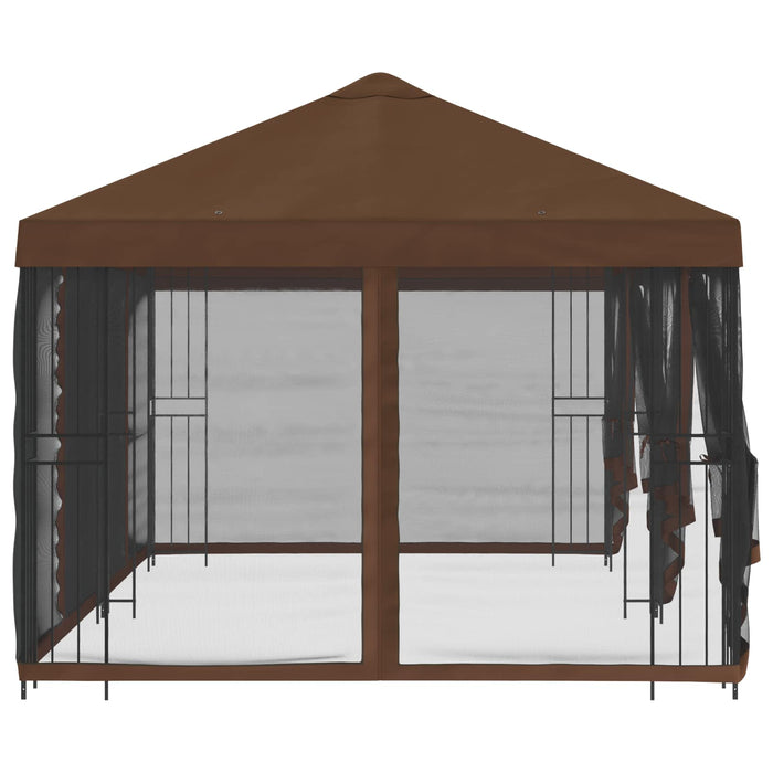 Pavilion cu panouri laterale 6 x 3 m Maro Poliester și oțel 190 - WALTI WALTI