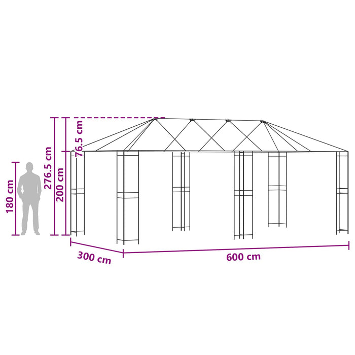 Cadru de Gazebo 6 x 3 m Negru Oțel - WALTI WALTI