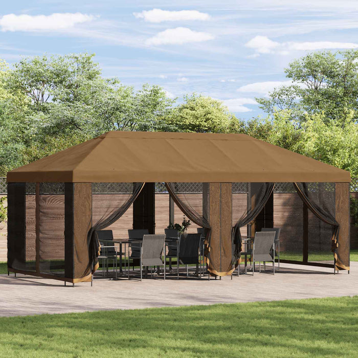 Pavilion cu panouri laterale 6 x 3 m Bej Poliester și oțel 190 - WALTI WALTI