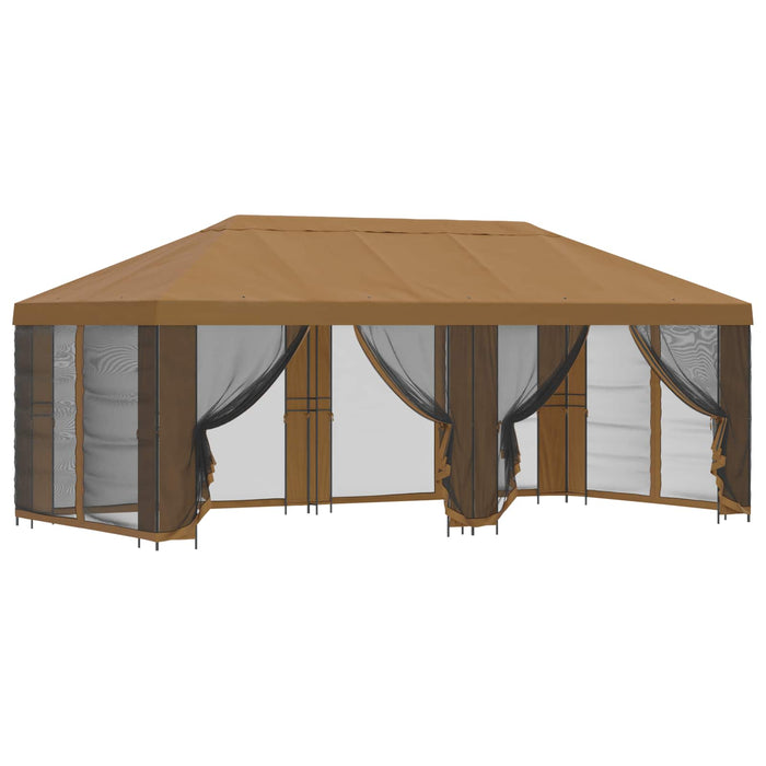 Pavilion cu panouri laterale 6 x 3 m Bej Poliester și oțel 190 - WALTI WALTI